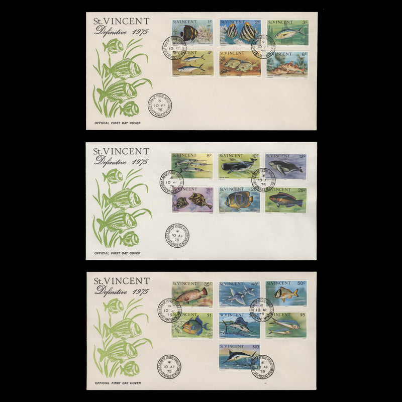Saint Vincent 1975-77 Marine Life definitives first day covers