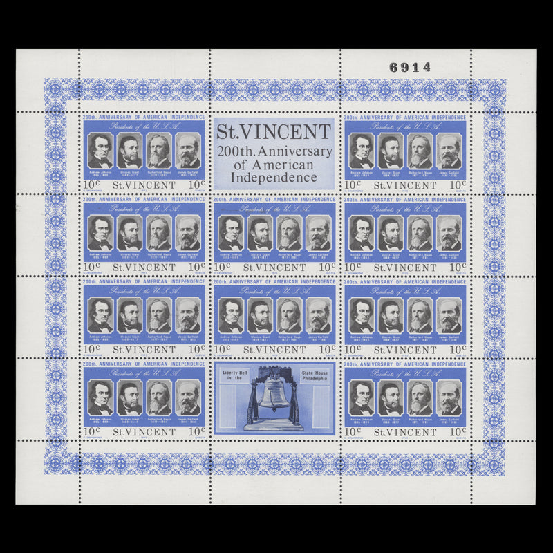 Saint Vincent 1975 (MNH) American Independence Anniversary sheetlets