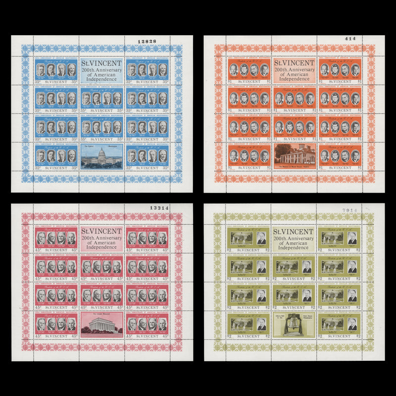 Saint Vincent 1975 (MNH) American Independence Anniversary sheetlets
