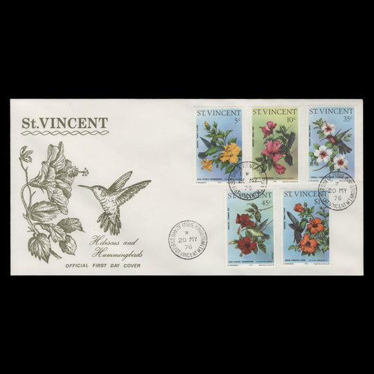 Saint Vincent 1976 Hummingbirds & Hibiscuses first day cover, KINGSTOWN