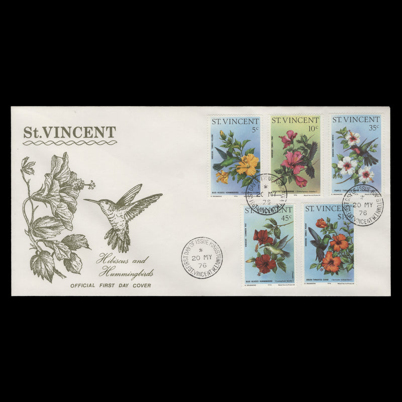 Saint Vincent 1976 Hummingbirds & Hibiscuses first day cover, KINGSTOWN