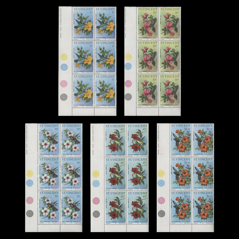 Saint Vincent 1976 (MNH) Hummingbirds & Hibiscuses traffic light blocks