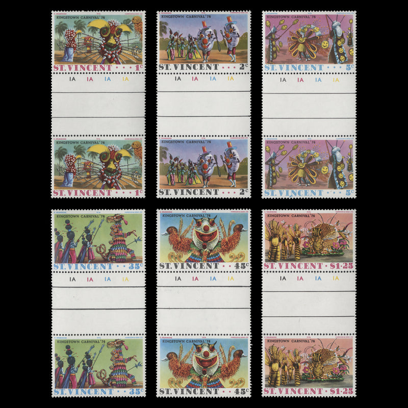 Saint Vincent 1976 (MNH) Kingston Carnival gutter plate pairs