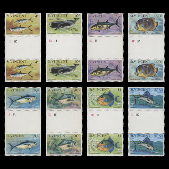 Saint Vincent 1976 (MNH) Marine Life gutter pairs, '1976' imprint