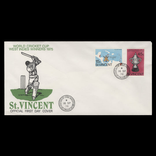 Saint Vincent 1976 World Cup Cricket first day cover, KINGSTOWN