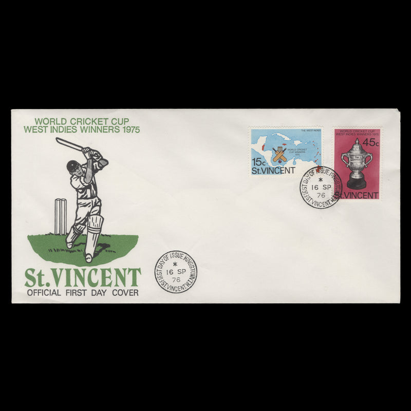 Saint Vincent 1976 World Cup Cricket first day cover, KINGSTOWN