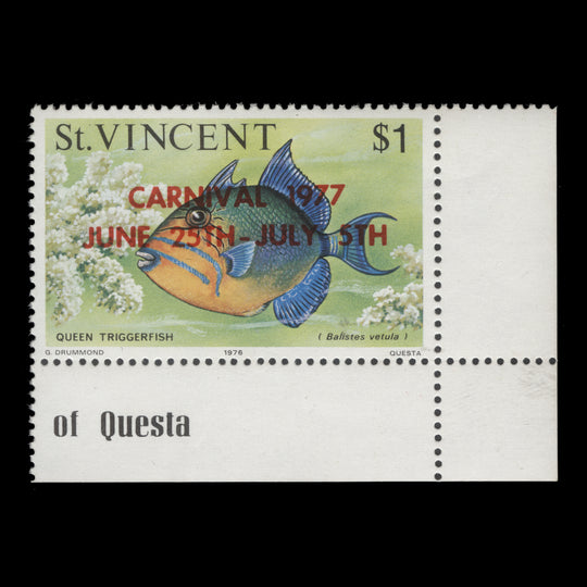 Saint Vincent 1977 (MNH) $1 Carnival with red overprint