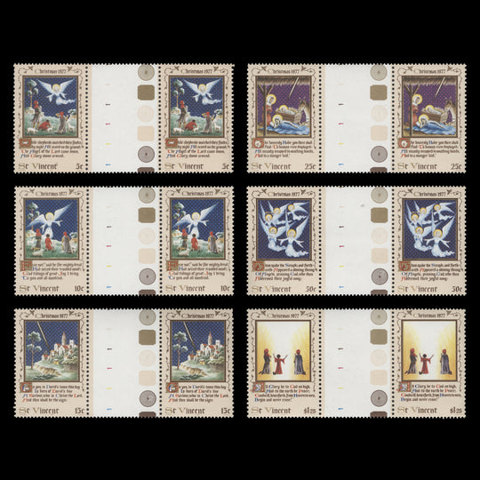 Saint Vincent 1977 (MNH) Christmas gutter plate pairs