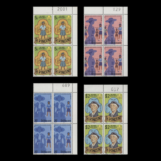 Saint Vincent 1977 (MNH) Girl Guides Golden Jubilee sheet number blocks