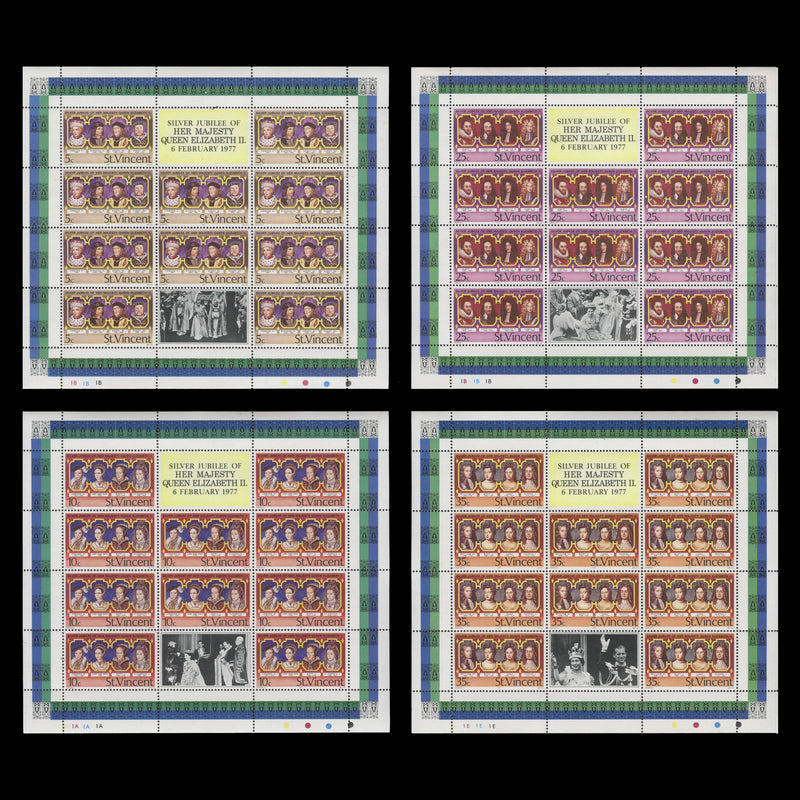 Saint Vincent 1977 (MNH) Silver Jubilee sheetlets and miniature sheet
