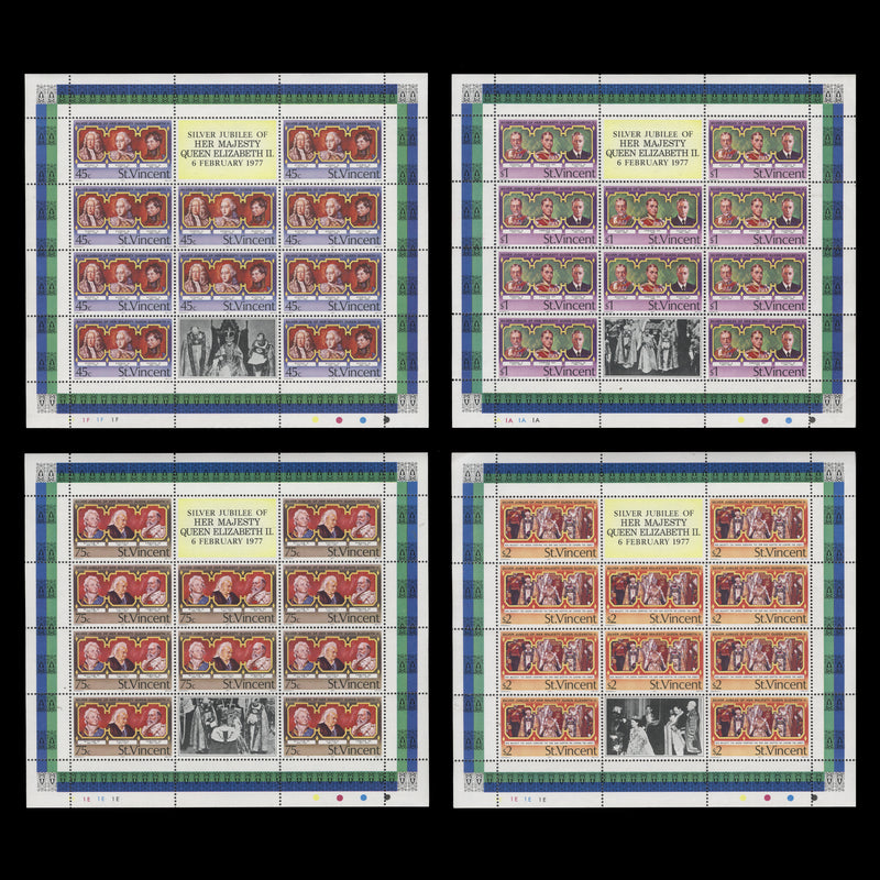 Saint Vincent 1977 (MNH) Silver Jubilee sheetlets and miniature sheet