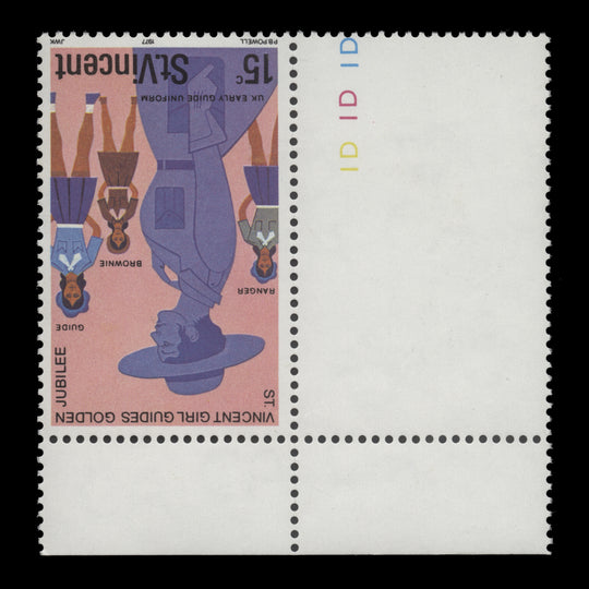 Saint Vincent 1977 (Variety) 15c Girl Guides Golden Jubilee with inverted watermark