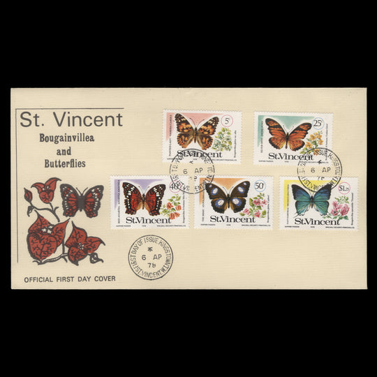 Saint Vincent 1978 Butterflies & Bougainvilleas first day cover, KINGSTOWN