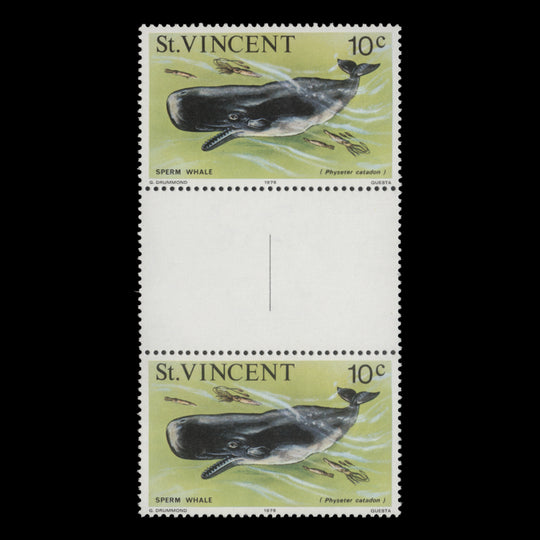 Saint Vincent 1978 (MNH) 10c Sperm Whale gutter pair, '1978' imprint