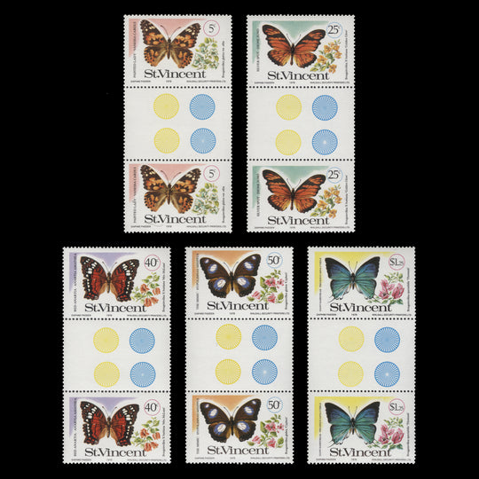 Saint Vincent 1978 (MNH) Butterflies & Bougainvilleas gutter pairs