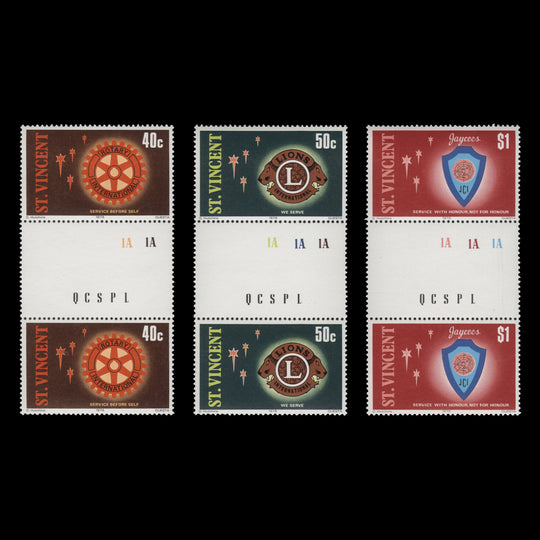 Saint Vincent 1978 (MNH) International Service Clubs gutter pairs
