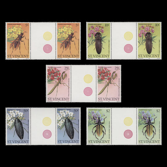 Saint Vincent 1979 (MNH) Flowers & Insects gutter pairs