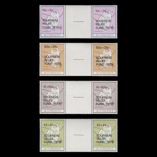 Saint Vincent 1979 (MNH) Soufrière Relief Fund gutter pairs
