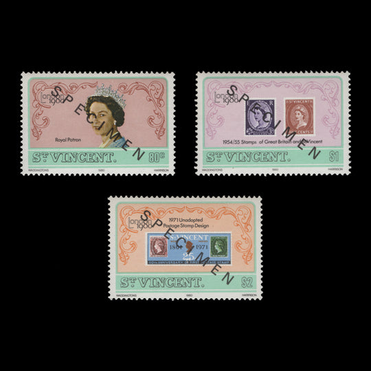 Saint Vincent 1980 (MNH) Stamp Exhibition, London SPECIMEN set