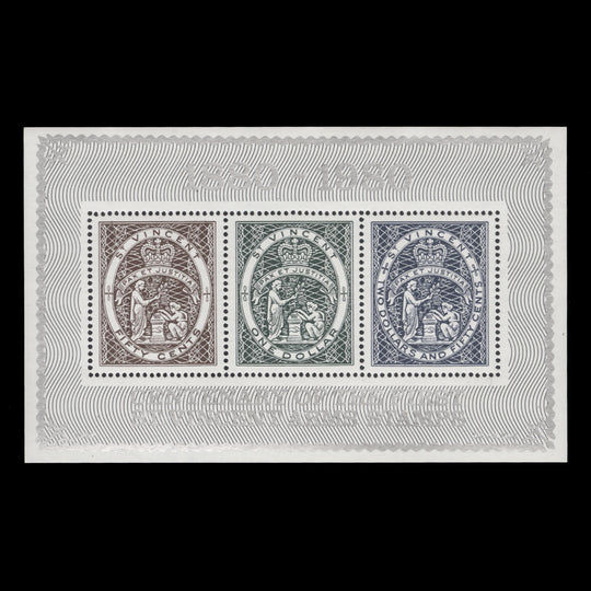 Saint Vincent 1980 (Variety) Arms Stamps Centenary miniature sheet with watermark to left
