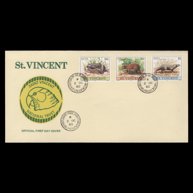 Saint Vincent 1980 Wildlife first day cover, KINGSTOWN
