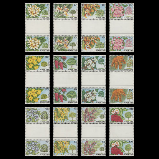 Saint Vincent 1984 (MNH) Flowering Trees gutter pairs