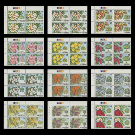 Saint Vincent 1984 (MNH) Flowering Trees plate blocks