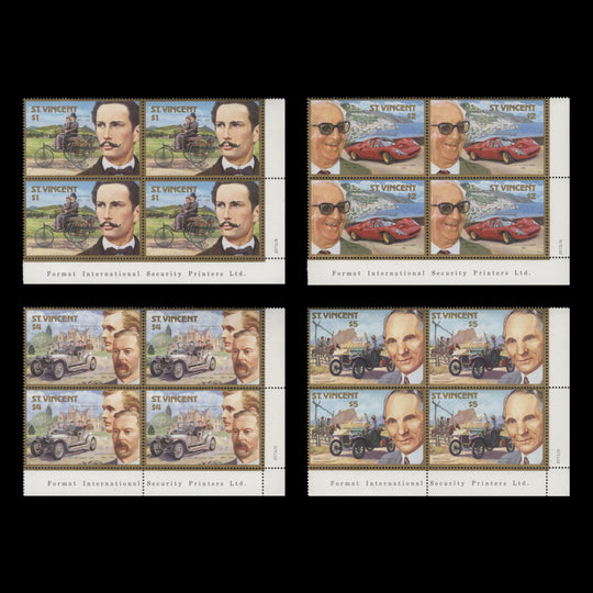 Saint Vincent 1987 (MNH) Motoring Centenary imprint blocks