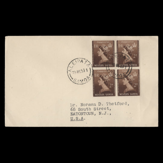 Samoa 1953 Coronation first day cover, ALEIPATA