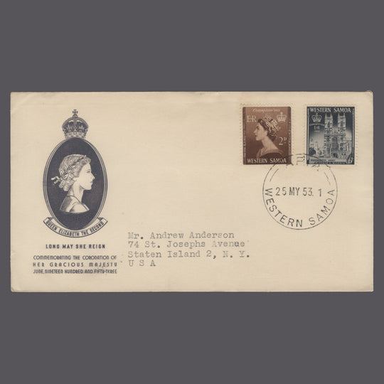 Samoa 1953 Coronation first day cover, APIA