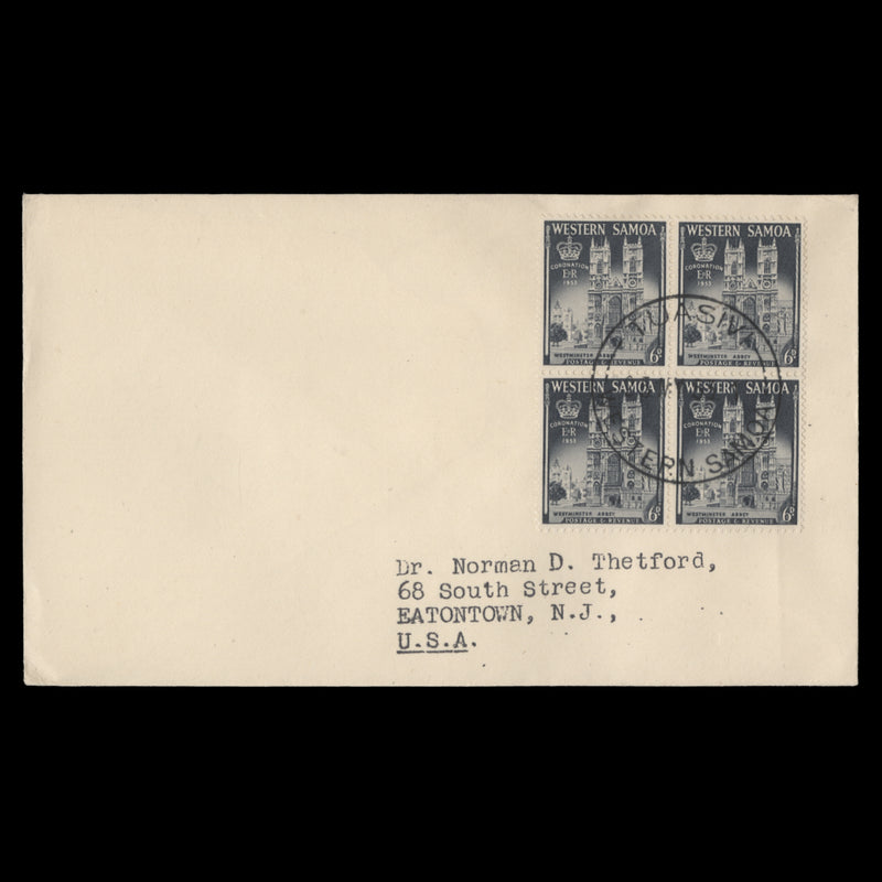 Samoa 1953 Coronation first day cover, TUASIVI