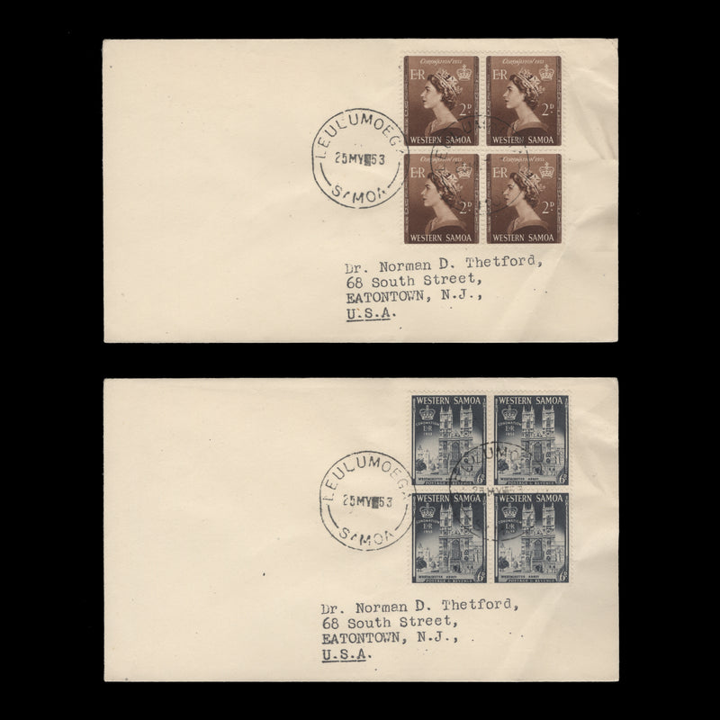 Samoa 1953 Coronation first day covers, LEULUMOEGA