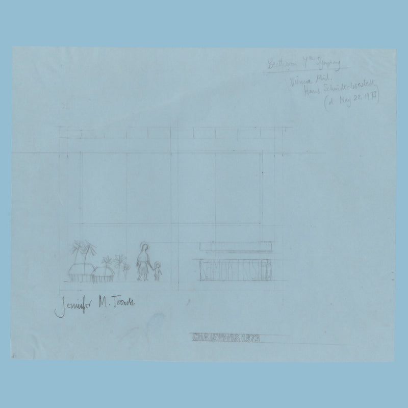 Samoa 1973 Christmas miniature sheet pencil essay by Jennifer Toombs