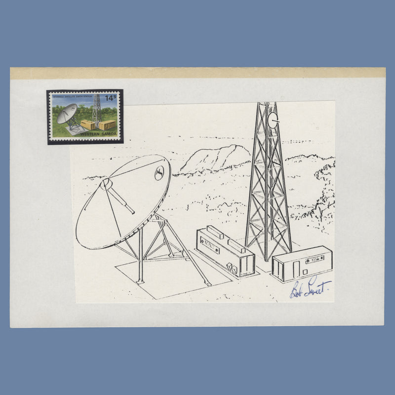 Samoa 1980 Afiamalu Satellite Earth Station photocopied essay signed by designer