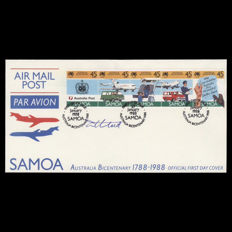 Samoa 1988 Australia Bicentenary first day cover signed by Tony Theobald