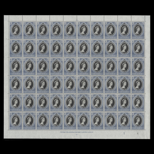 Sarawak 1953 (MNH) 10c Coronation plate 1–4 sheet of 60 stamps
