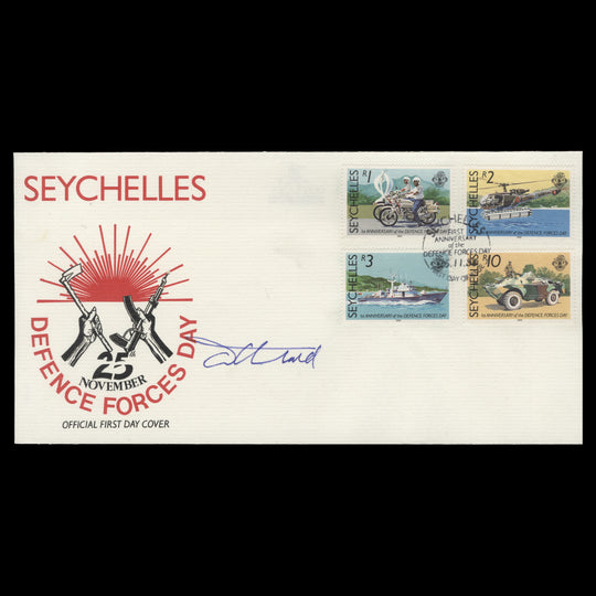 Seychelles 1988 Defence Forces Day first day cover signed by Tony Theobald