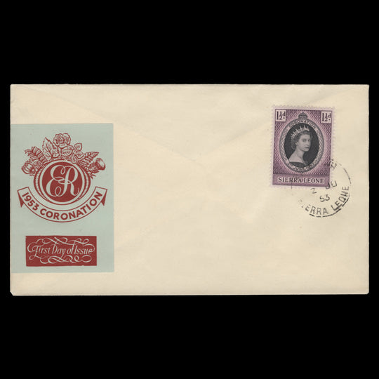 Sierra Leone 1953 (FDC) 1½d Coronation, FREETOWN