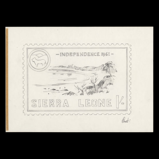 Sierra Leone 1961 Lumley Beach, Freetown pencil essay by R A Sweet