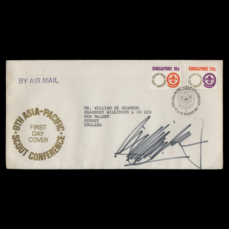 Singapore 1974 Asia-Pacific Scout Conference first day cover signed by William Lee
