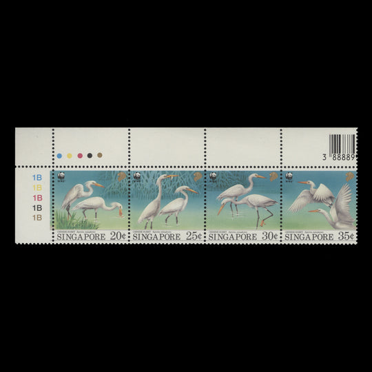 Singapore 1993 (MNH) Chinese Egret plate strip