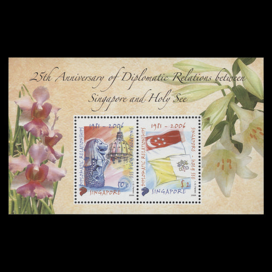 Singapore 2006 (MNH) Diplomatic Relations with Vatican City miniature sheet