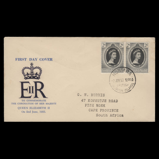 Solomon Islands 1953 Coronation first cay cover, HONIARA