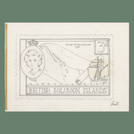 Solomon Islands 1956 Voyage of HMS Swallow pencil essay by R A Sweet