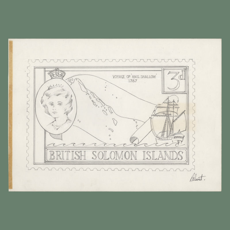 Solomon Islands 1956 Voyage of HMS Swallow pencil essay by R A Sweet