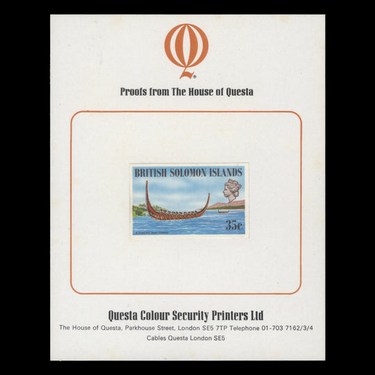 Solomon Islands 1973 Ships & Navigators proof on presentation card