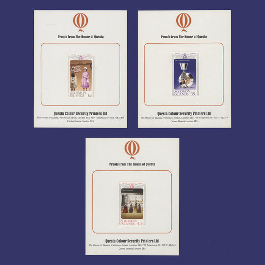 Solomon Islands 1977 Silver Jubilee impef proofs on presentation cards