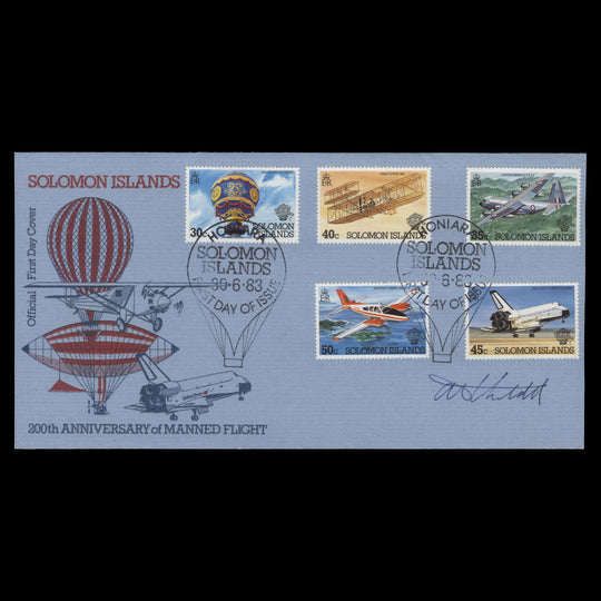 Solomon Islands 1983 Bicentenary of Manned Flight first day cover signed by designer
