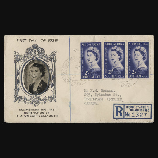 South Africa 1953 Coronation first day cover, RISSIK/STR