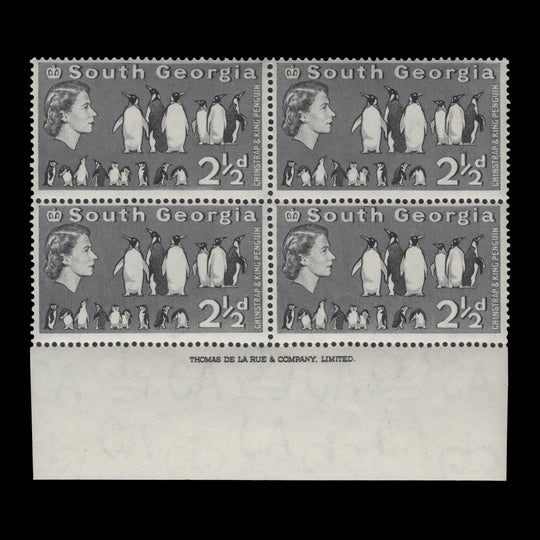South Georgia 1963 (MLH) 2½d Penguins imprint block